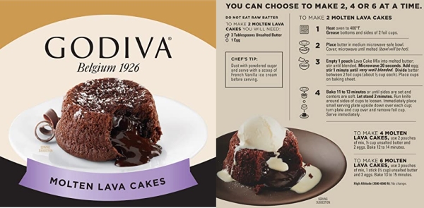 Purchase Godiva Molten Lava Cakes Baking Mix, Makes 6 Cakes, 10.4 Ounces on Amazon.com