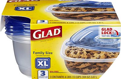 Purchase GladWare Family Size Food Storage Containers, XL, Large Square Food Storage, Containers Hold up to 104 Ounces of Food, Large Set 3 Count Food Containers at Amazon.com