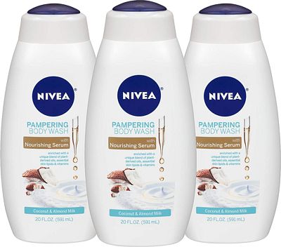 Purchase NIVEA Coconut and Almond Milk Body Wash with Nourishing Serum, Pack of 3, 20 Fl Oz Bottle at Amazon.com