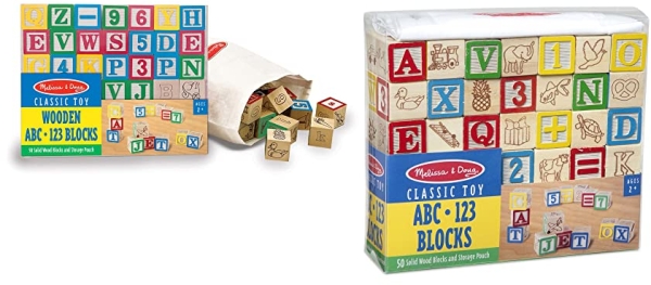 Purchase Melissa & Doug Deluxe ABC/123 1-Inch Blocks Set With Storage Pouch (50 pcs) on Amazon.com