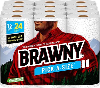 Purchase Brawny Pick-A-Size Paper Towels, 12 Double Rolls = 24 Regular Rolls at Amazon.com