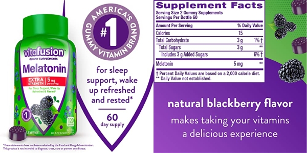 Purchase Vitafusion Extra Strength Melatonin Gummy Vitamins, 5mg, 120 ct Gummies on Amazon.com