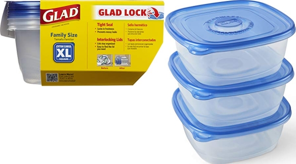 Purchase GladWare Family Size Food Storage Containers, XL, Large Square Food Storage, Containers Hold up to 104 Ounces of Food, Large Set 3 Count Food Containers on Amazon.com