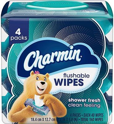 Purchase Charmin Flushable Wipes, 4 packs, 40 Wipes Per Pack, 160 Total Wipes at Amazon.com