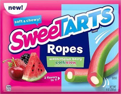 Purchase SweeTARTS Soft & Chewy Ropes Candy, Watermelon Berry Collision, 9 Ounce at Amazon.com