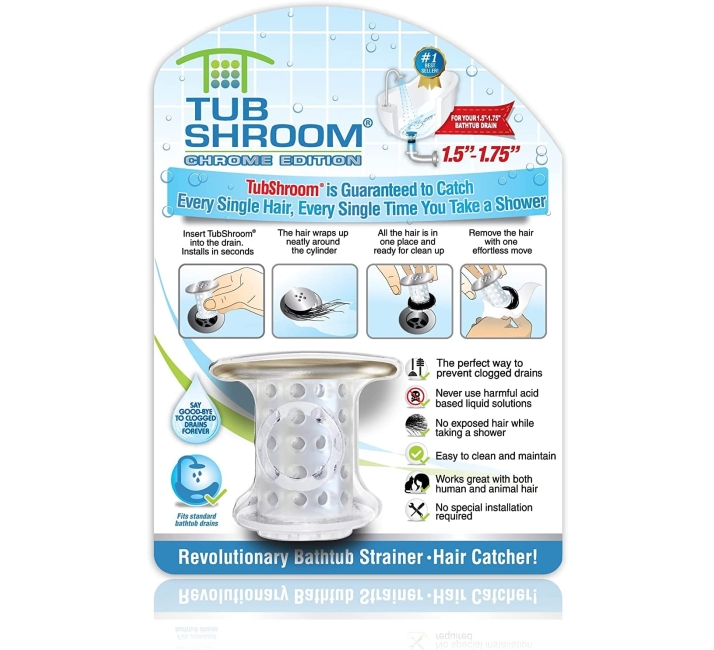 Purchase TubShroom Tub Drain Hair Catcher, Chrome - Drain Protector and Hair Catcher for Bathroom Drains, Fits 1.5
