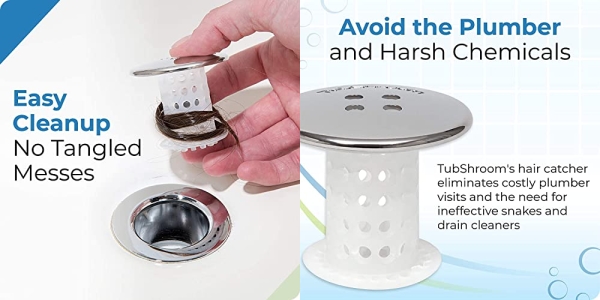 Purchase TubShroom Tub Drain Hair Catcher, Chrome - Drain Protector and Hair Catcher for Bathroom Drains, Fits 1.5