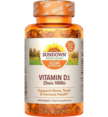 Purchase Sundown Vitamin D3 for Immune Support, Non-GMO, Dairy-Free, Gluten-Free, No Artificial Flavors, 25mcg 1000IU Softgels, 400 Count at Amazon.com