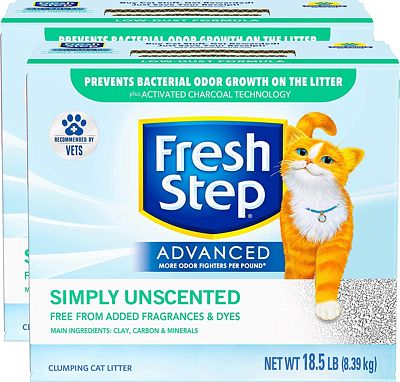 Purchase Fresh Step Clumping Cat Litter, Advanced, Simply Unscented, Extra Large, 37 Pounds total (2 Pack of 18.5lb Boxes) at Amazon.com