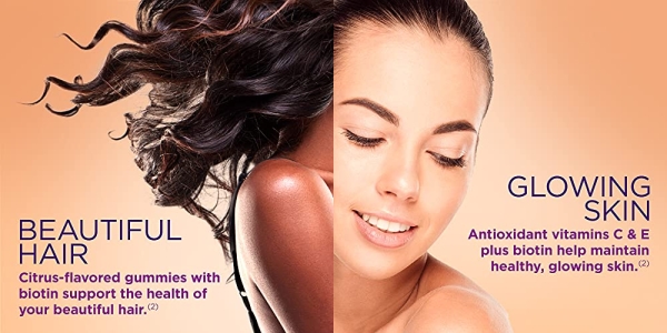 Purchase Nature's Bounty Hair, Skin & Nails with Biotin and Collagen, Citrus-Flavored Gummies Vitamin Supplement, Supports Hair, Skin, and Nail Health for Women, 2500 mcg, 80 Count on Amazon.com