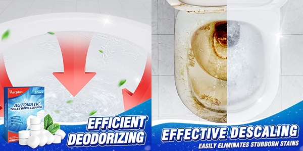 Purchase Vacplus Toilet Bowl Cleaner Tablets 12 PACK, Automatic Toilet Bowl Cleaners with Bleach on Amazon.com
