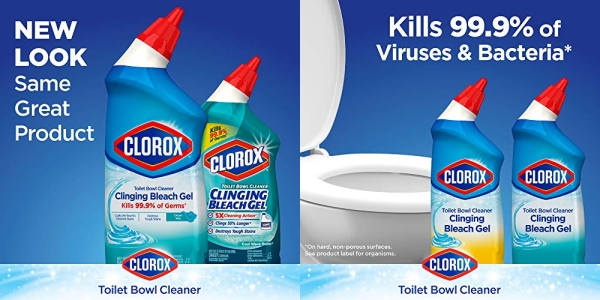 Purchase Clorox Toilet Bowl Liquid Disinfecting Cleaner with Clinging Bleach Gel, Remove Mildew and Mold, Ocean Mist Scent, 24 Ounces (Pack of 2) on Amazon.com