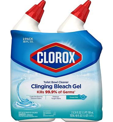 Purchase Clorox Toilet Bowl Liquid Disinfecting Cleaner with Clinging Bleach Gel, Remove Mildew and Mold, Ocean Mist Scent, 24 Ounces (Pack of 2) at Amazon.com