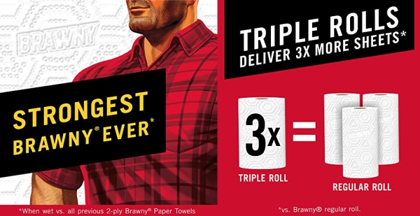 Purchase Brawny Tear-A-Square Paper Towels, 6 Triple Rolls = 18 Regular Rolls on Amazon.com