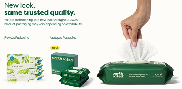 Purchase Earth Rated Dog Wipes, Thick Plant Based Grooming Wipes For Easy Use on Paws, Body and Bum, Unscented, 400 Count on Amazon.com