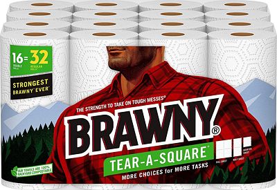 Purchase Brawny Tear-A-Square Paper Towels, 16 Double Rolls = 32 Regular Rolls at Amazon.com