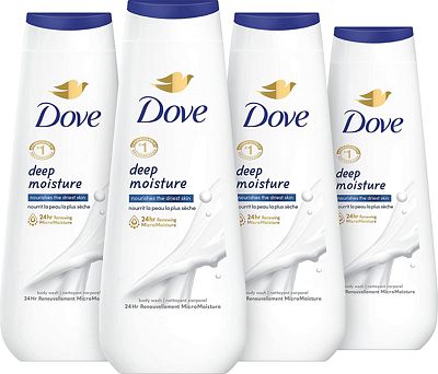 Purchase Dove Body Wash Deep Moisture 4 Count For Dry Skin Moisturizing Skin Cleanser with 24hr Renewing MicroMoisture Nourishes The Driest Skin 20 oz at Amazon.com