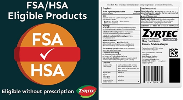 Purchase Zyrtec 24 Hour Allergy Relief Tablets, Antihistamine Allergy Medicine with 10 mg Cetirizine HCI, Bundle with 1 x 30 ct and 1 x 3 ct Travel Pack on Amazon.com