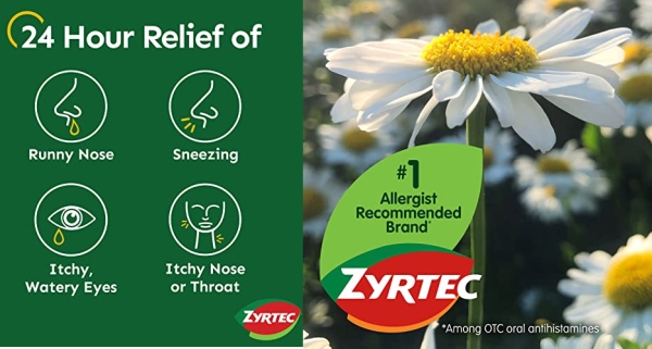 Purchase Zyrtec 24 Hour Allergy Relief Tablets, Antihistamine Allergy Medicine with 10 mg Cetirizine HCI, Bundle with 1 x 30 ct and 1 x 3 ct Travel Pack on Amazon.com