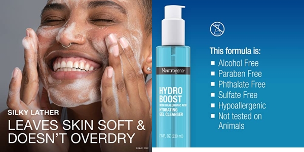 Purchase Neutrogena Hydro Boost Lightweight Hydrating Facial Gel Cleanser, Gentle Face Wash & Makeup Remover with Hyaluronic Acid, Hypoallergenic & Paraben-Free, 7.8 fl. oz on Amazon.com