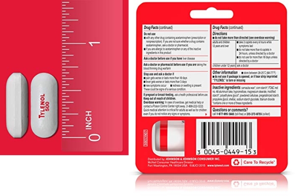 Purchase Tylenol, Extra Strength Caplets with 500 mg Acetaminophen Pain Reliever Fever Reducer ct, Multicolor, 10 Count on Amazon.com