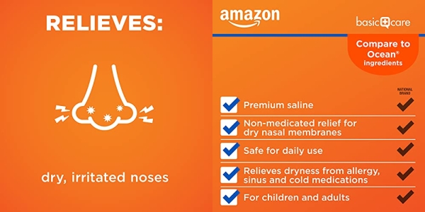 Purchase Amazon Basic Care Premium Saline Nasal Moisturizing Spray, 1.5 Fluid Ounces, Clear on Amazon.com