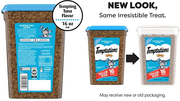 Purchase TEMPTATIONS Classic Crunchy and Soft Cat Treats Tempting Tuna Flavor, 16 oz. Tub on Amazon.com