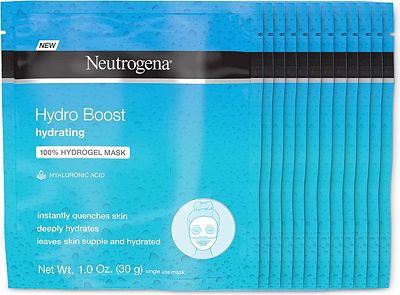 Purchase Neutrogena Hydro Boost Moisturizing & Hydrating 100% Hydrogel Sheet Face Mask for Dry Skin with Hyaluronic Acid, Gentle & Non-Comedogenic, 1 Ounce (Pack of 12) at Amazon.com