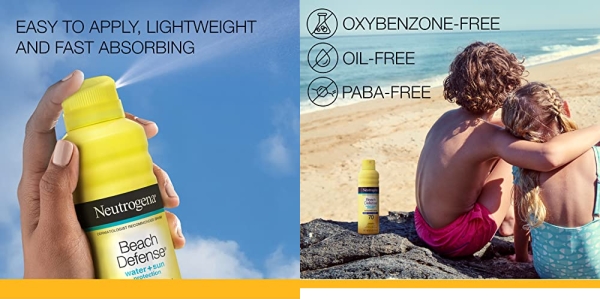 Purchase Neutrogena Beach Defense Spray Sunscreen with Broad Spectrum SPF 70 Fast Absorbing Sunscreen, 6.5 Ounce on Amazon.com