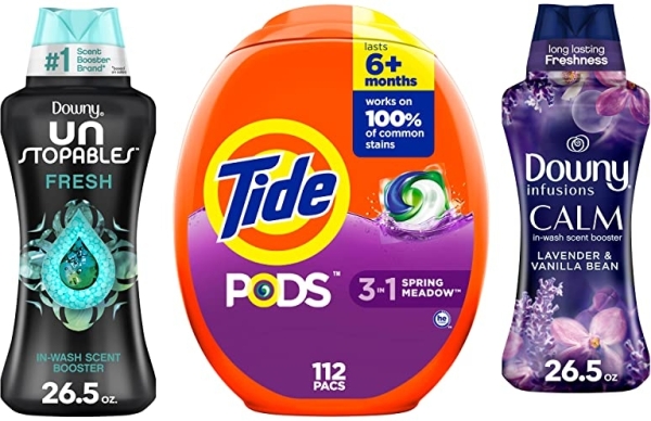 image of products available in sale of '.Save $10 when you purchase 4 or more P&G Fabric Care offered by Amazon.com.'