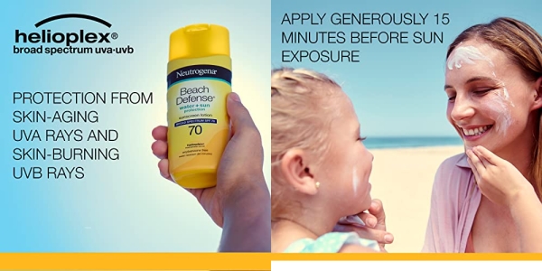 Purchase Neutrogena Beach Defense Water Resistant Sunscreen Lotion with Broad Spectrum SPF 70, Oil-Free and PABA-Free Fast-Absorbing Sunscreen Lotion, UVA/UVB Sun Protection, SPF 70, 6.7 oz on Amazon.com