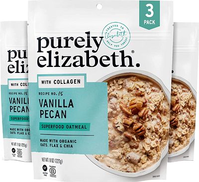 Purchase purely elizabeth Collagen Protein Oats, Vanilla Pecan, Amaranth, Quinoa Flakes, Coconut Sugar, Chia Seeds, Gluten-Free, Non-GMO, 8 oz (3 Ct.) at Amazon.com