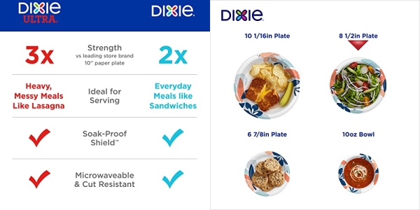 Purchase Dixie Paper Plates, 8 inch, Lunch or Light Dinner Size Printed Disposable Plate, Packaging and Design May Vary 90 Count on Amazon.com