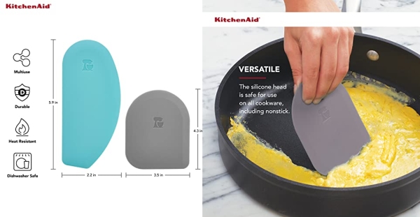 Purchase KitchenAid Gourmet Bowl Scraper, Set of 2, Aqua Sky/Sorm Grey on Amazon.com