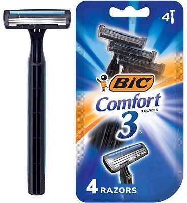Purchase BIC Comfort 3 Disposable Razors for Men, Perfect Razors For a Smooth and Comfortable Shave, 4 Disposable Razors With 3 Blades, 4 Count Shaving Kit at Amazon.com