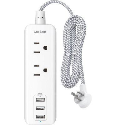 Purchase Power Strip with USB - 2 Outlets 3 USB Charging Ports(3.1A, 15W), Desktop Charging Station with 5 ft Braided Extension Cord, Flat Plug Travel Power Strip for Cruise, Home Office, ETL Listed at Amazon.com