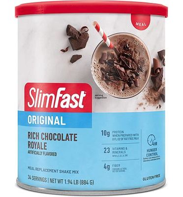 Purchase SlimFast Original Meal Replacement Powder, Rich Chocolate Royale, Weight Loss Shake Mix, 10g of Protein, 34 Servings at Amazon.com
