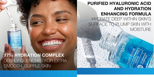 Purchase Neutrogena Hydro Boost Hyaluronic Acid Serum For Face with Vitamin B5, Lightweight Hydrating Face Serum for Dry Skin, Oil-Free, Non-Comedogenic, Fragrance Free, 1 oz on Amazon.com