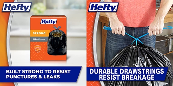 Purchase Hefty Strong Large Trash Bags, 30 Gallon, 56 Count on Amazon.com
