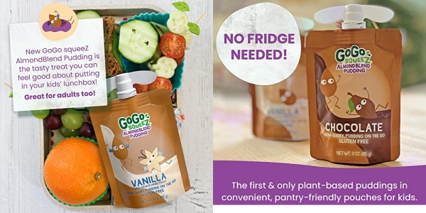 Purchase GoGo squeeZ AlmondBlend Pudding, Vanilla, 3 oz. (24 Pouches) - Non-Dairy Almond Pudding Kids Snacks - Pantry Friendly Snack - No Preservatives - Gluten Free Snacks for Kids on Amazon.com