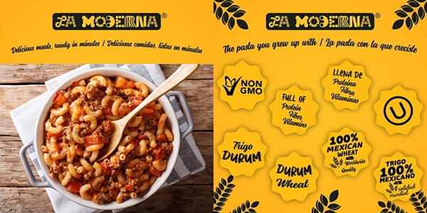 Purchase La Moderna Elbow Pasta, Noodles, Durum Wheat, Protein, Fiber, Vitamins, 7 Oz on Amazon.com