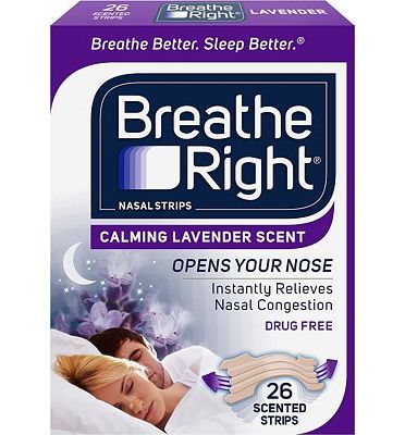 Purchase Breathe Right Nasal Strips Calming Lavender Scent Extra Strength Tan Nasal Strips Help Stop Snoring, 26 Count at Amazon.com