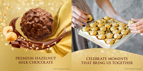 Purchase Ferrero Rocher Fine Hazelnut Milk Chocolate, 18 Count, Chocolate Candy Gift Box, 7.9 oz on Amazon.com