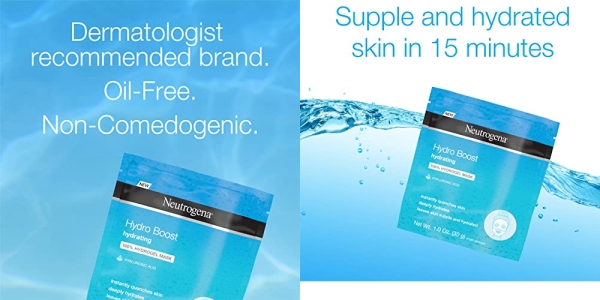 Purchase Neutrogena Hydro Boost Moisturizing & Hydrating 100% Hydrogel Sheet Face Mask for Dry Skin with Hyaluronic Acid, Gentle & Non-Comedogenic, 1 Ounce (Pack of 12) on Amazon.com