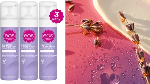 Purchase eos Shea Better Shaving Cream for Women - Lavender, Shave Cream, Skin Care and Lotion with Shea Butter and Aloe, 24 Hour Hydration, 7 fl oz, Pack of 3 on Amazon.com