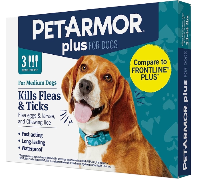 Purchase PetArmor Plus Flea and Tick Prevention for Dogs, Dog Flea and Tick Treatment, Waterproof Topical, Fast Acting, Medium Dogs (23-44 lbs), 3 Doses at Amazon.com