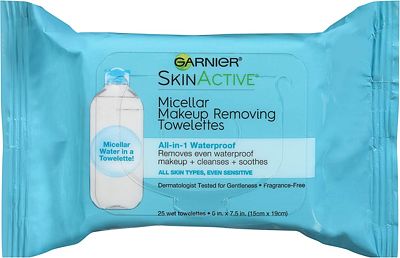Purchase Garnier SkinActive Micellar Facial Cleanser & Makeup Remover Wipes for Waterproof Makeup (25 Wipes) at Amazon.com