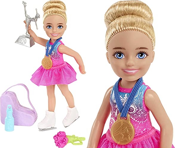 Purchase Barbie Chelsea Can Be Doll & Playset, Blonde Ice Skater Small Doll with Removable Outfit & 6 Career Accessories on Amazon.com