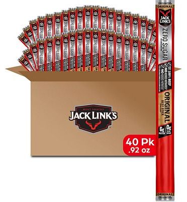 Purchase Jack Link's Beef Sticks, Zero Sugar, Original, Bulk Pack, 40 Pack at Amazon.com