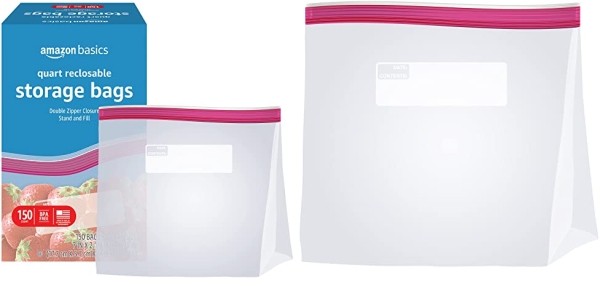Purchase Amazon Basics Quart Food Storage Bags, 150 Count (Previously Solimo) on Amazon.com